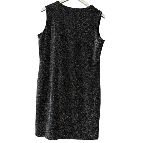 Birthday Party Sparkle Mini Black Silver Dress Size Large Front Knot Metallic - Picture 2 of 13